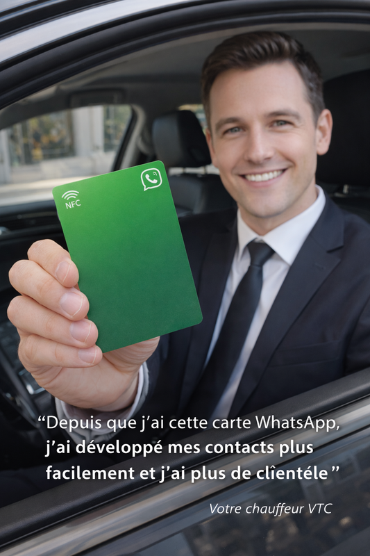 Carte NFC WhatsApp | Activée et prête à l'emploi | Livraison 48h | Sans app | PVC