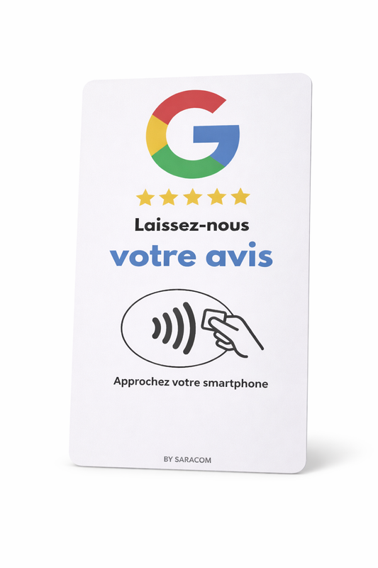 Carte NFC Google Avis | Activée et prête à l'emploi | Livraison 48h | Sans app | PVC